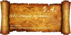 Várhegyi Aranka névjegykártya